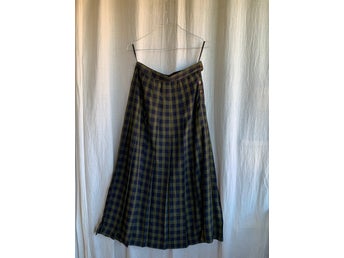 Vintage, Retro, Kjol, By Shelli Segal, Rutig, Blå, Strl:S