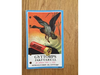 Gyttorps Jakttabell från 1954/-55 10 sidor. Mycket gott skick.Oanv fr järnhand