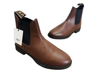 CRW Ridskor Barn Dam Storlek 38 Läder Brun Casual Jophpur Chelsea Boots