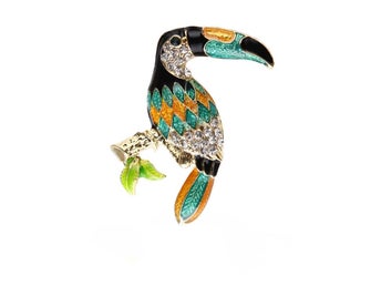 Brosch - Tukan - Turkos - Orange