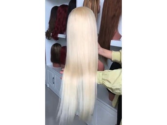 613 30” 76 cm RIKTIGT HÅR peruk äkta hår blond human hair lace front wig löshår