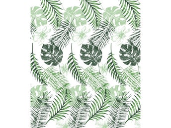 NYTT! Duschdraperi med gröna blad, bl a Monstera. Bredd 180 cm, Höjd 200cm