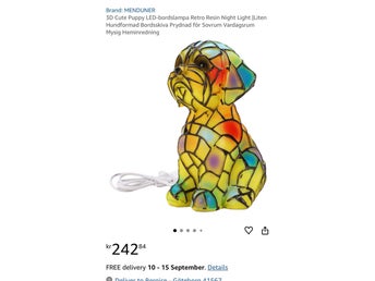 MENDUNER 3D Valp LED-bordslampa Retro Resin Nattlampa