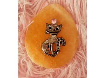 Önskesten Palmstone katt gul kalcit