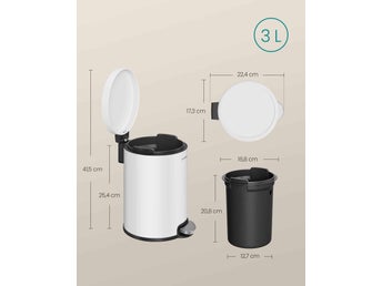 Pedalhink för badrum, (3 l) stål, vit LTB013WZ01
