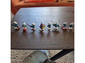 7st Vintage Smurfar - Bully/Peyo 70-tals samlarfigurer