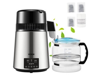 Water Distiller, 1 L/H, 4L Distilled Water Maker with 0-99 H Timing, 750W