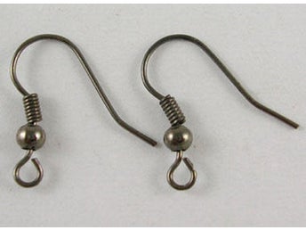 25 Par(50 st.) Nickelfria Hematit färgade öron krokar 18 mm.