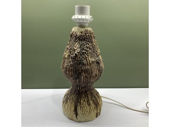 Bordslampa Keramik Brun Beige Strukturerad Retro Vintage Lampa Lampfot Design