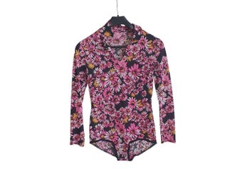 Vintage retro Stretta topp/ body med härlig färger. 60-70- tal.blommönstrad mesh