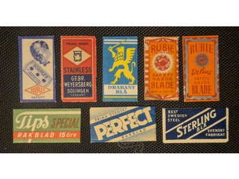 8 st äldre rakblad i originalomslag - SOLINGEN RUBIE DRABANT VINTAGE