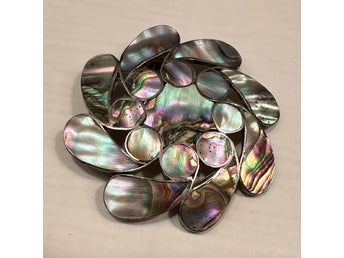 Vintage mexikansk silverbrosch – Taxco Sterling 925 Abalone (1950/60-tal)