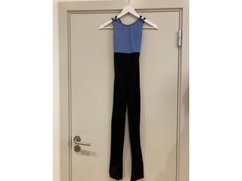 Märke Jerry’s Heldräkt/Catsuit konståkning,svart,blå,strl S 10-12 år–Nyskick!