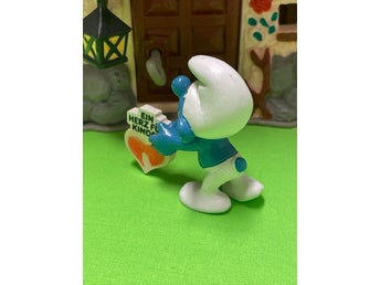 Smurf med hjärta med tysk text… lekt skick…