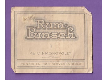 Rum-Punsch A/S Vinmonopolet Oslo etikett