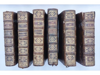 Massillon – Sermons 1745–1749, 6 vol, Paris, samtida helskinnband