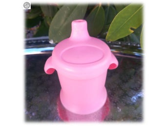 Rosa pipmugg lock med pip dubbla handtag Fint skick