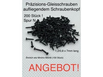 Precision track screws N 200 stycken!!! NEW Similar to Minitrix / Trix 66548