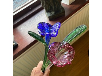 Retro Blommor KASTLÖSA GLASHYTTA ÖLAND GLAS GLASKONST design 50-tal