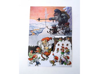 OPOSTADE JUL & TROLLKORT Rolf Lidberg Nr 211 Vinterdag & Nr 60100 Snöbollskrig