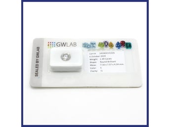 Diamant, naturlig, briljantslipad (1,39ctv, E/I1), certifikat medföljer