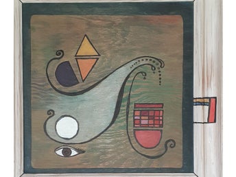 Monica Sandin , Fernissad ägg tempera på trä , Swedish contemporary art