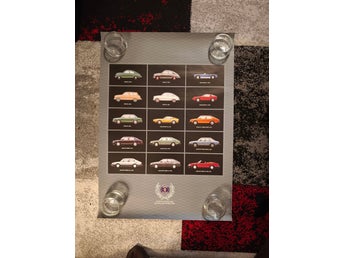 Retroposter / Affisch – Saab Bilmodeller – ca 70 × 50 cm