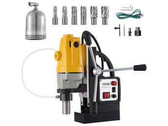 1100W Magnetic Drill Press 12000 N Magnet Force w/6 pcs HSS Annular Cutter Bits
