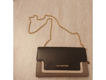 CROMIA Exklusiv Plånbok / Clutch i Läder med Guldkedja