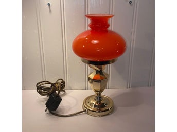 Retro Bordslampa med orange glaskupa
