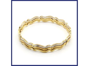 Armringar, 21K guld och vitguld (vikt 45,3g, 3 stycken), unik design, 3 stycken