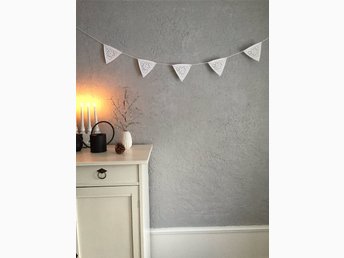 Virkade vimplar / virkat / dekoration / inredning / shabby chic /