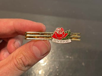 BYSKE slipsnål röd ros - vintage slipsklämma smycke rare