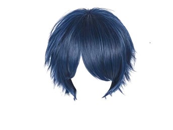 NY Mörkblå peruk, ca 25 cm lång - cosplay, anime, kawaii