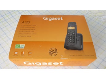 Gigaset A120 trådlös hemtelefon, svart, oöppnad låda, inkl batterier.