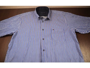 Tommy Hilfiger Skjorta XXL Blå Vit Randig Kortärmad Herr