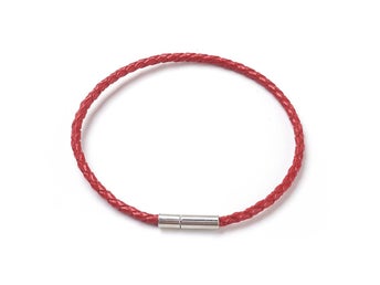 1st Rött Flätat Läderarmband 19-20,5 cm