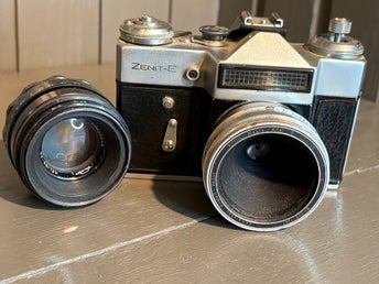 Zenit-E med sällsynt Kilfitt Makro-Kilar 40mm & Helios-44 58mm