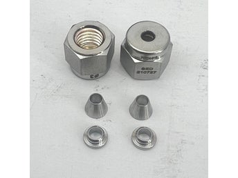 2 st FITOK 3mm Mutter & Klämringssats - Rostfritt 316 (3mm rör)