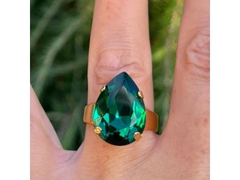 Ring Pear 18mm, Smycken, kristall, aurora, Preciosa, Swarowski, egen design.