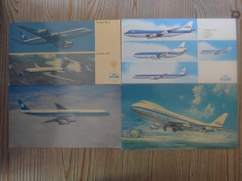 KLM Vintage Flygplansvykort 4x