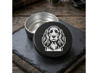 Cocker Spaniel - Stilren Metallburk / Snusdosa i Aluminium - Förvaringsdosa