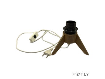 Konst Hantverk Ulricehamn 54114/204 Bordslampa Vintage Trä Brun Lampa Retro