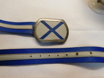 Bä Med Flagga Blå Vit/Vit Blå Äkta Läder Bä