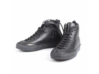 Coming Soon ladies black leather sneakers with lace-up/zip fastening-EU 36-NEW
