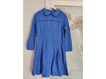 Vintage 60:70 tal retro klänning marinblå blå klarblå S 36 38