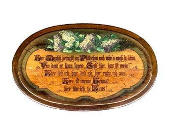 Handmålad och graverad väggtavla i trä - 1800-tal, Tyskland