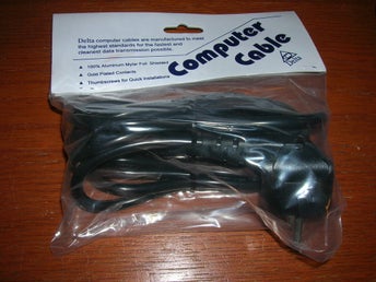 Strömkabel/nätkabel/elkabel 1,8m svart rak