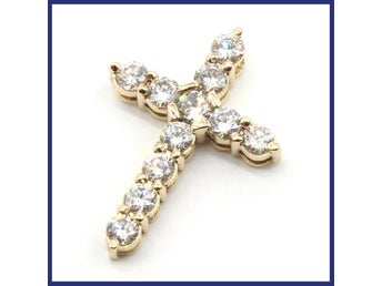 Kors, 18K guld, naturliga, briljantslipade diamanter (1,21ctv)