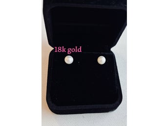 Äkta 18k guld med äkta sötvatten pärlor örhängen